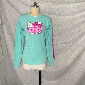 Hello Kitty Long Sleeve Racing Print Token Shirt Blue Pink Girls Limited Small